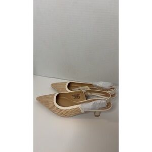 a new day Beige Woven Pointed-Toe Slingback Mules